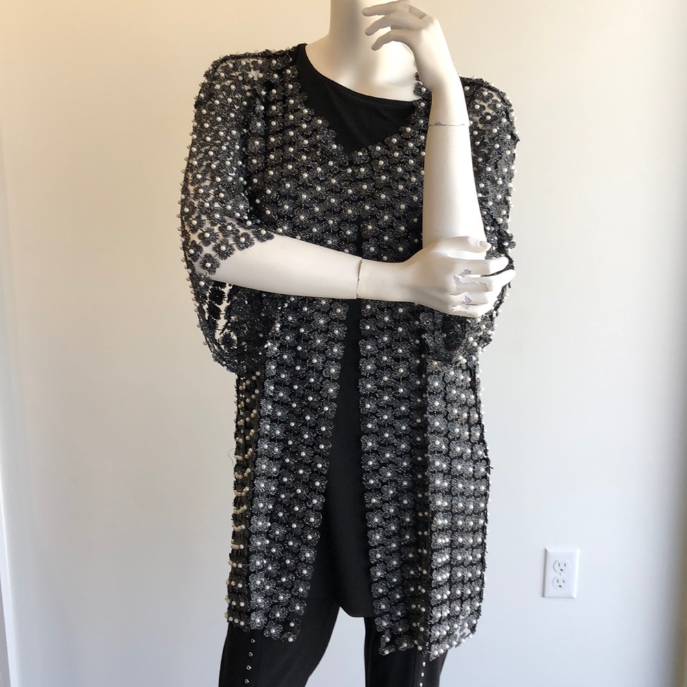 Joseph Ribkoff crochet & pearl jacket